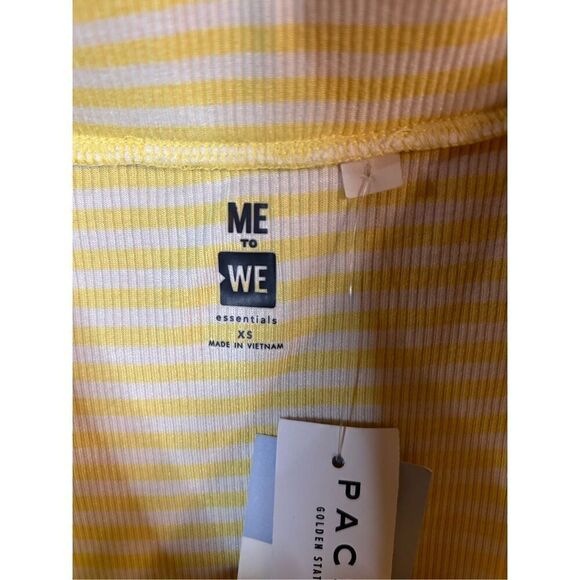 Me to we essentials PacSun short sleeve top yellow white striped size XS Nwt (39 - Picture 3 of 5